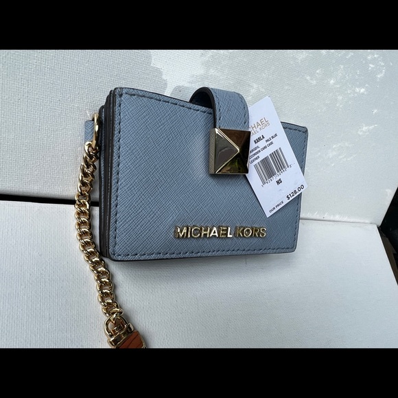 Michael Kors Karla Pale Blue Card Case Leather - Picture 2 of 10